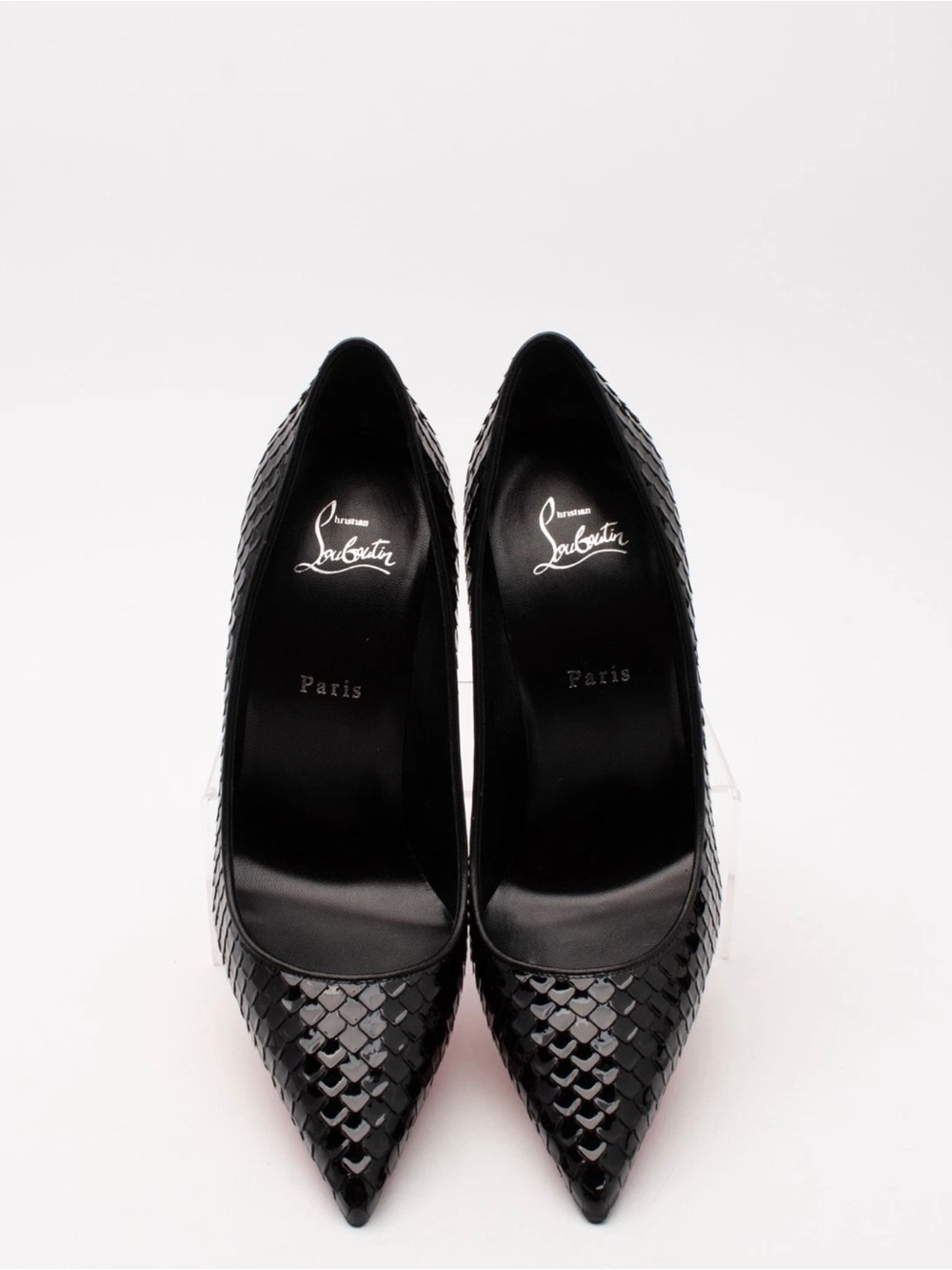 Christian Louboutin Black Woven Pointed-Toe Pumps